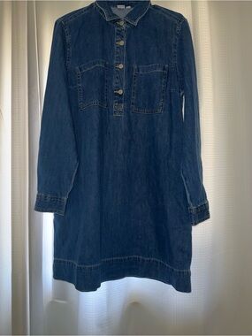 Women’s Gap Blue Jean Dress Medium New 100% Cotton Long Sleeve